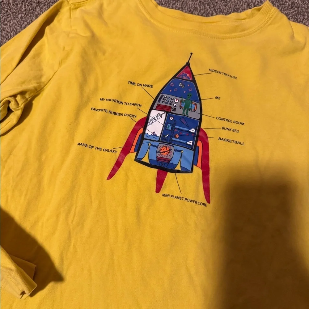 Hanna Andersson Yellow Rocket Long Sleeve Tee – Size 12 Unisex
